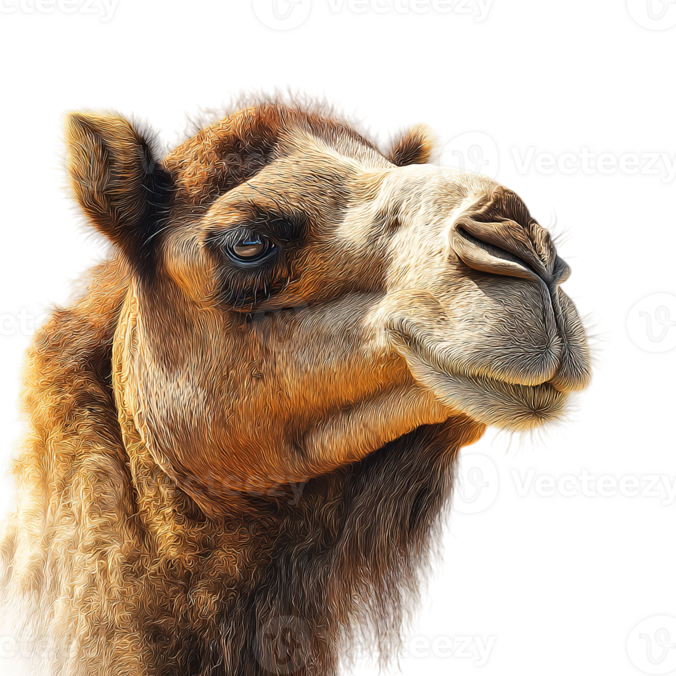 Camel Face Portrait on Transparent Background png