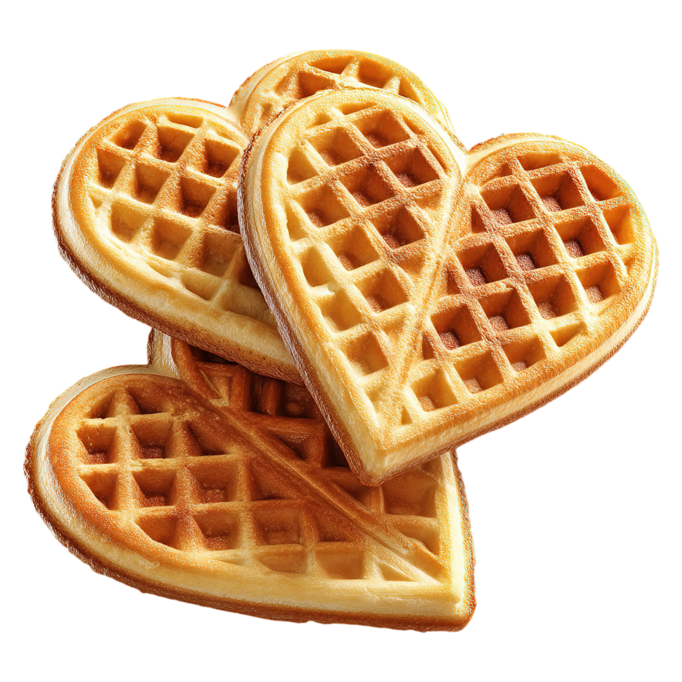 3 Heart Shape Waffles on Transparent Background png