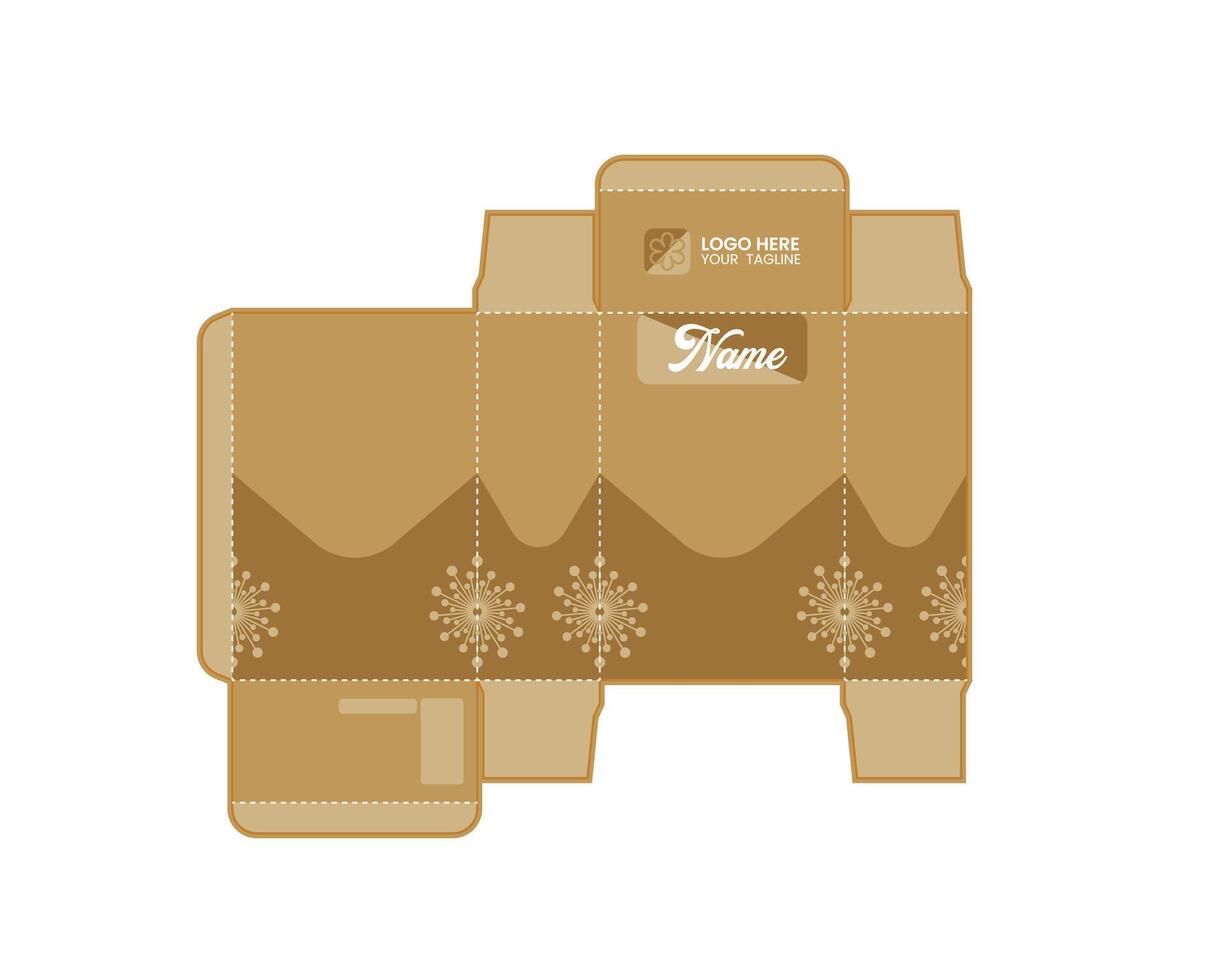 Botanical mailer box design doodle label and card set with plant and floral elements vector
