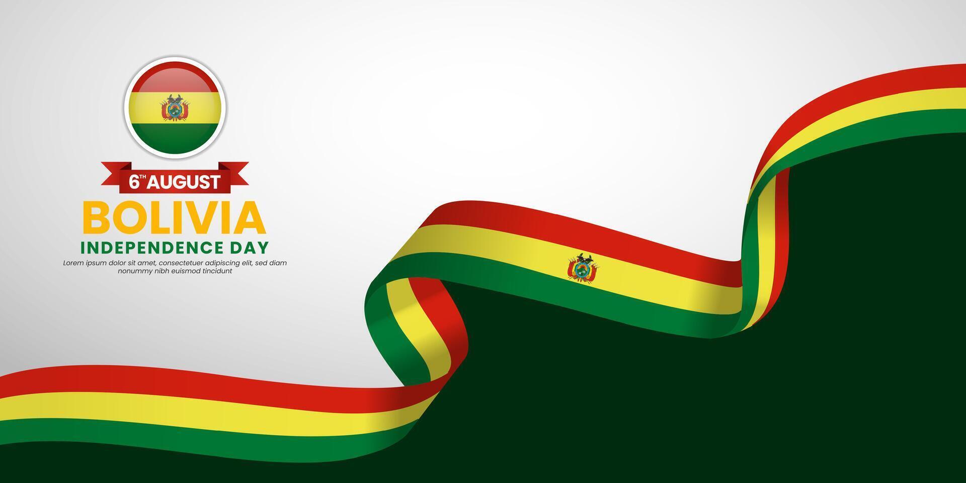 Bolivia independence day background august 6th design element with waving ribbon flag vector