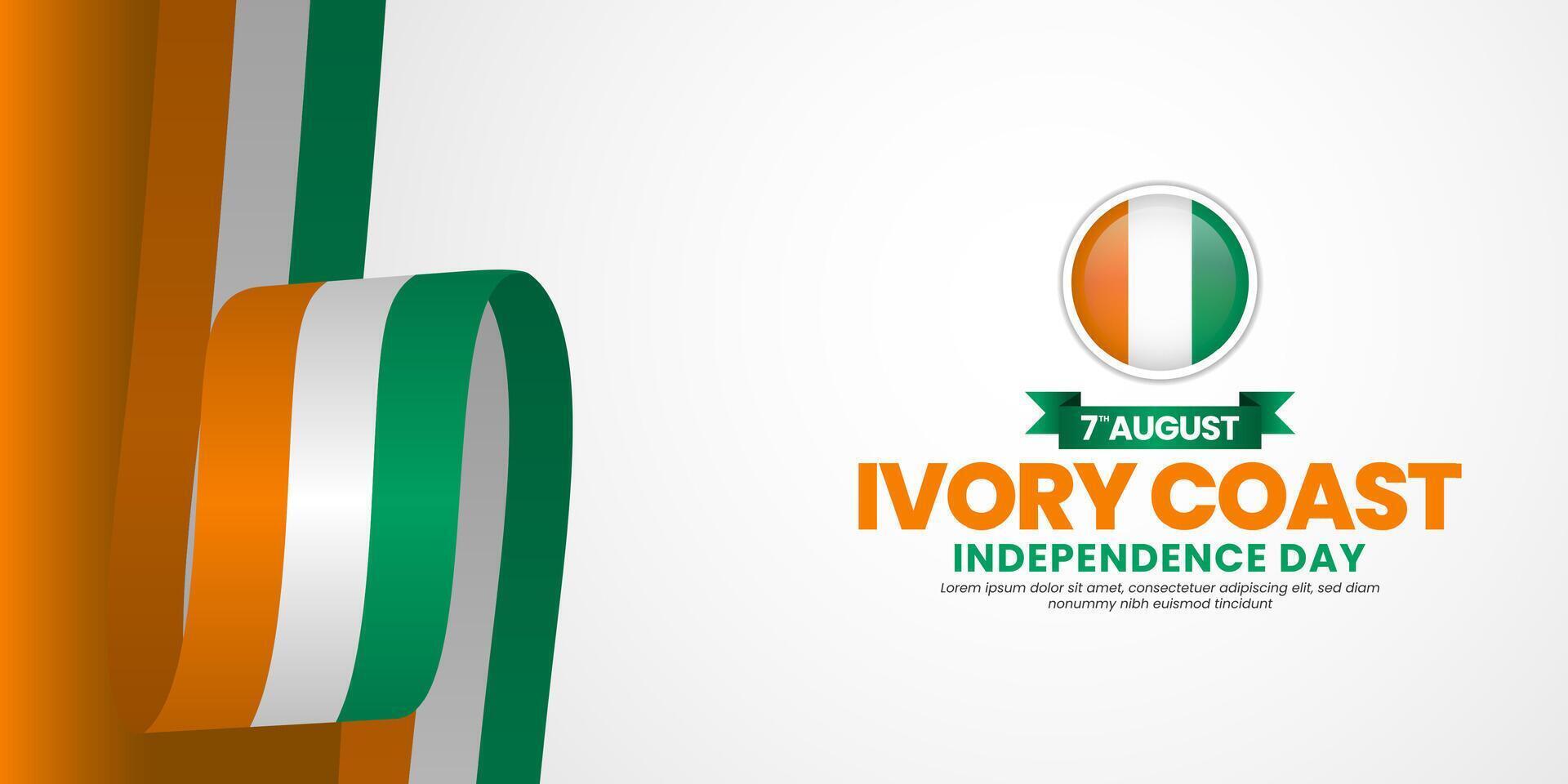 ivory coast flag for independence day banner background with text space area vector
