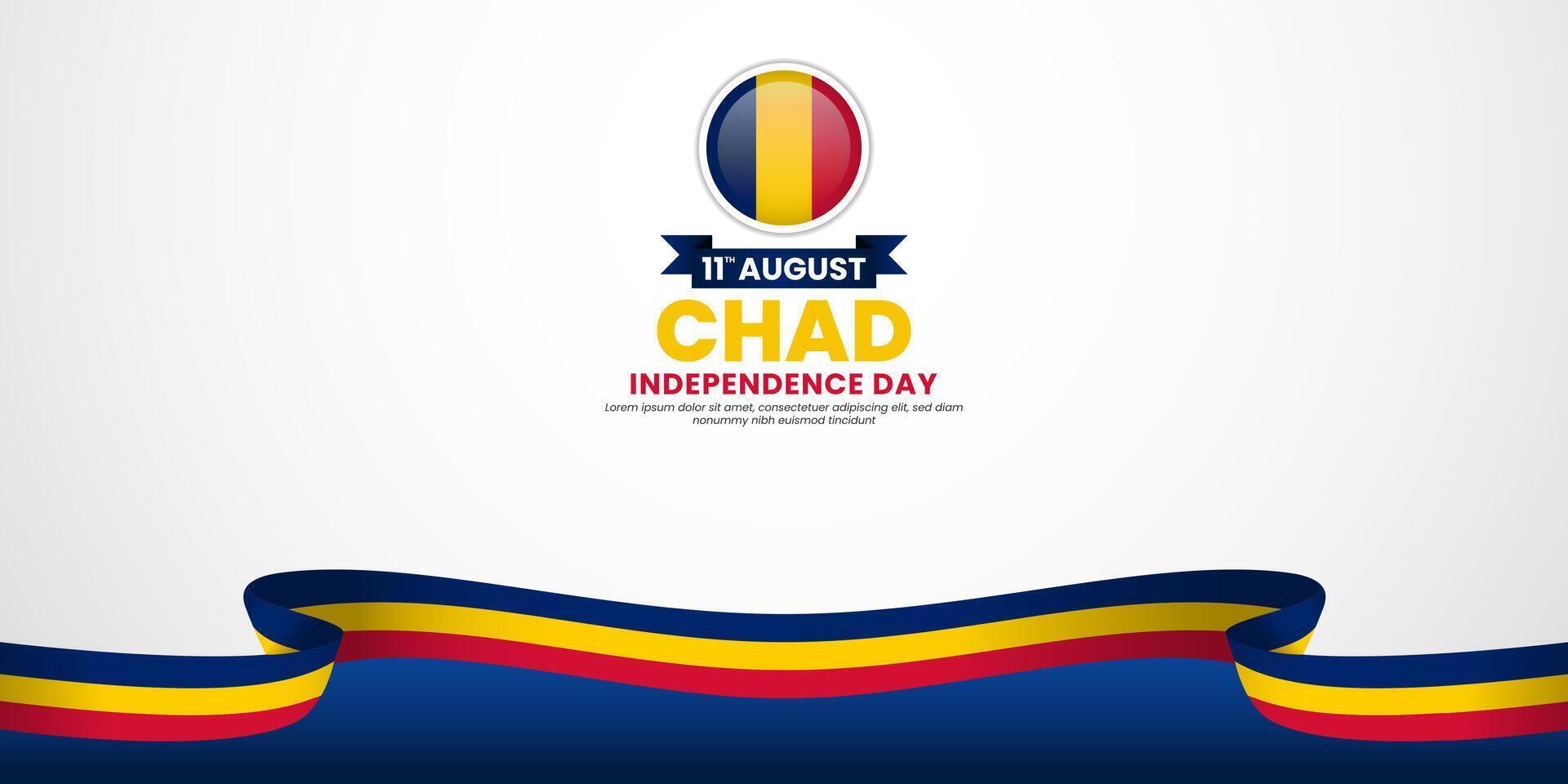 Chad independence day banner background august 11th design element with waving flag vector