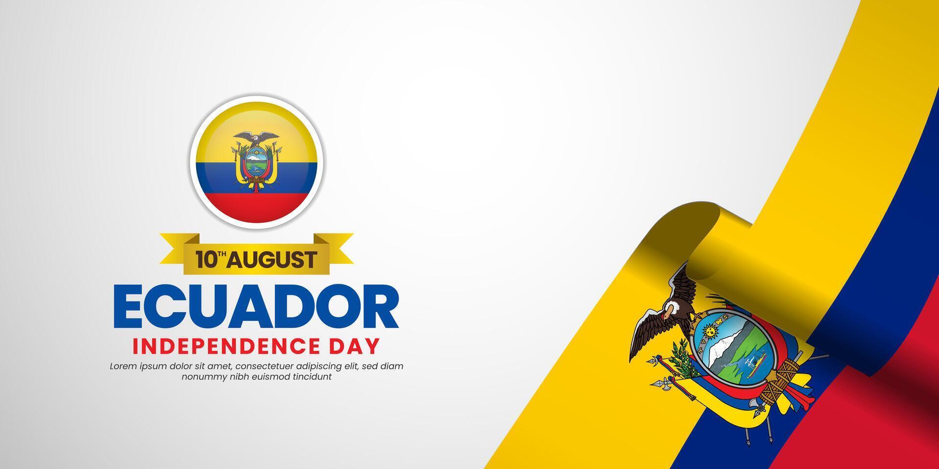 Ecuador flag for independence day banner background with blank space area vector