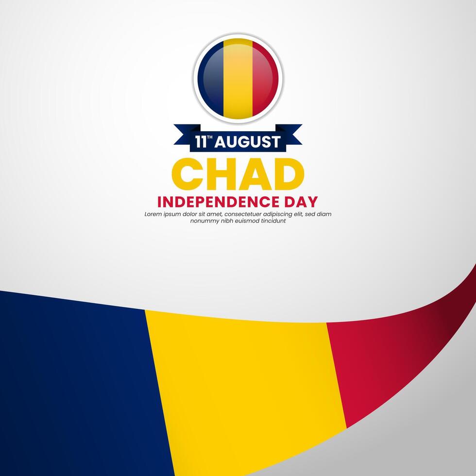 Chad flag for independence day square background with realistic flag vector