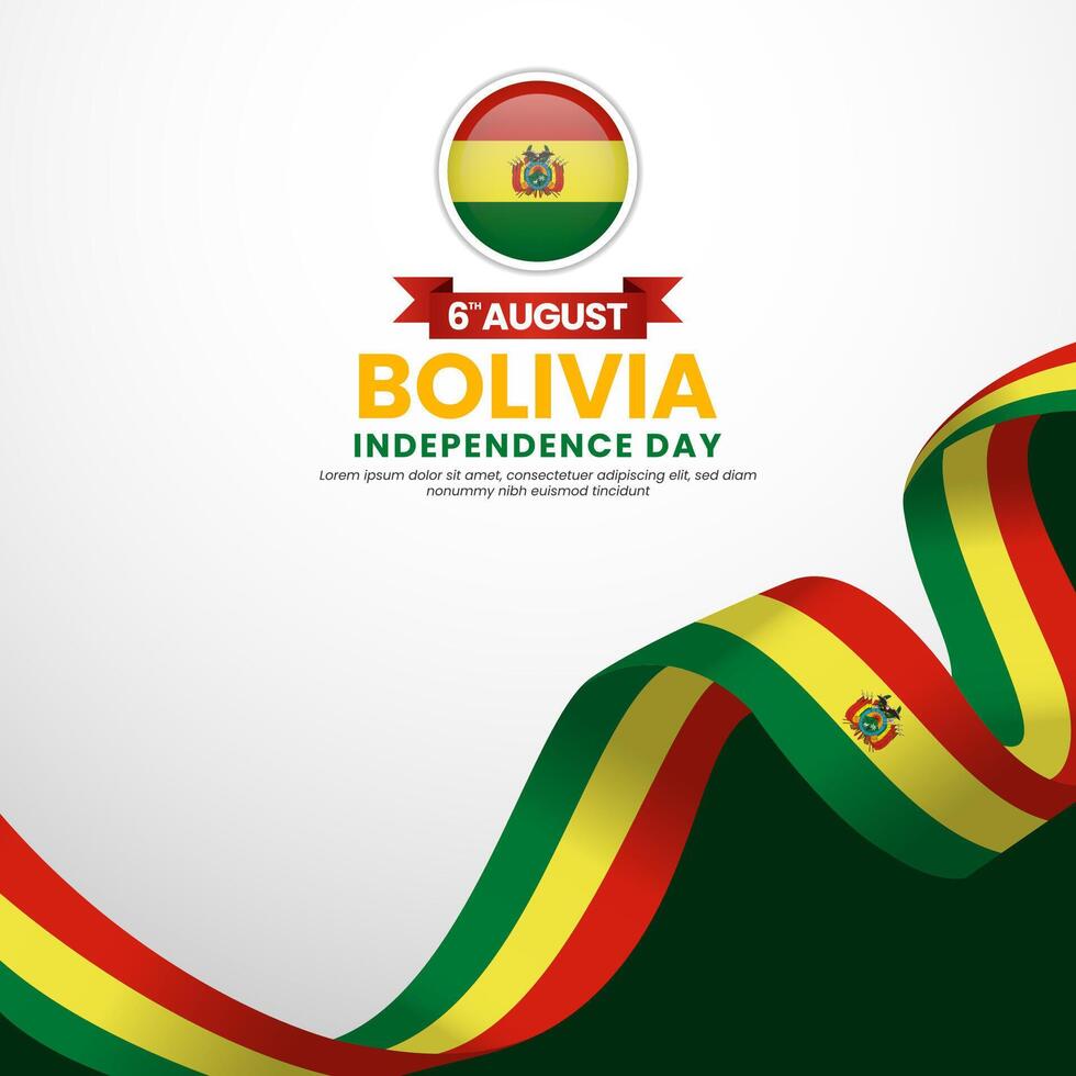 Bolivia independence day Square background with waving ribbon flag vector