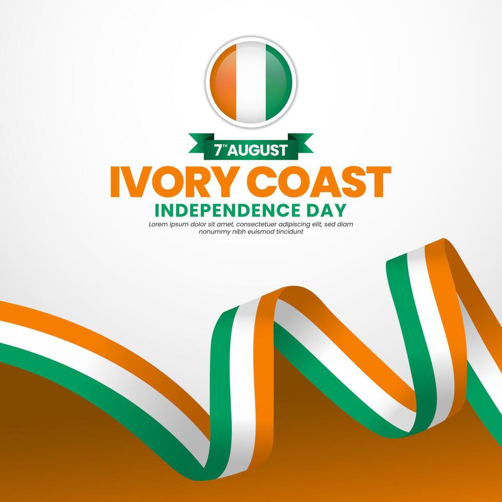 Ivory coast flag for independence day square banner background with realistic flag vector