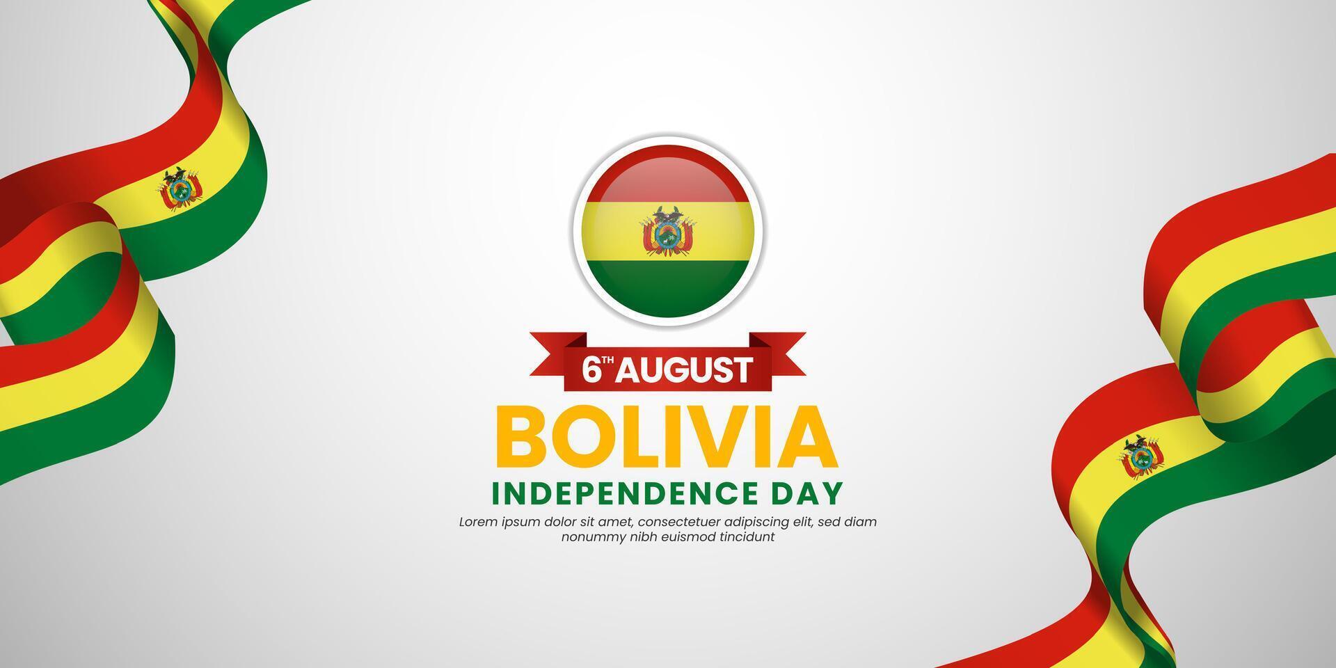 Bolivia independence day banner background august 6th design with waving ribbon flag vector
