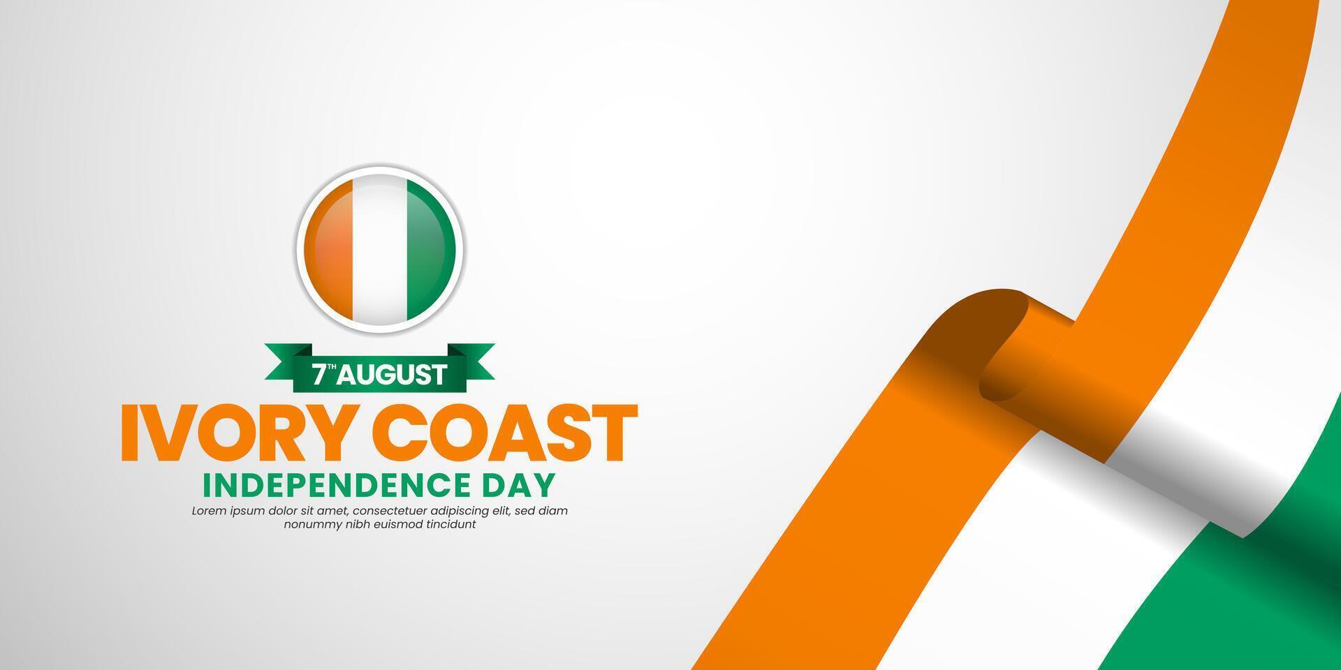 ivory coast flag for independence day banner background with blank space area vector