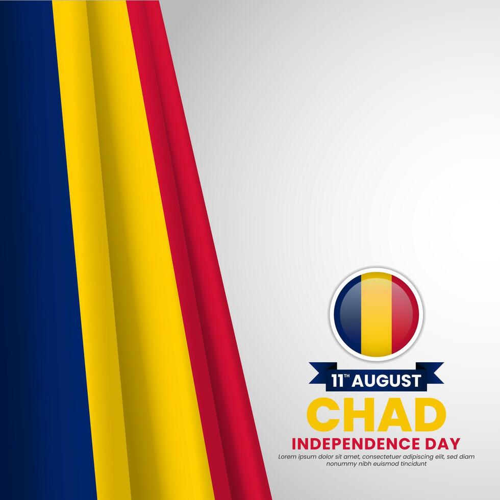 Chad flag for independence day square banner with realistic flag vector