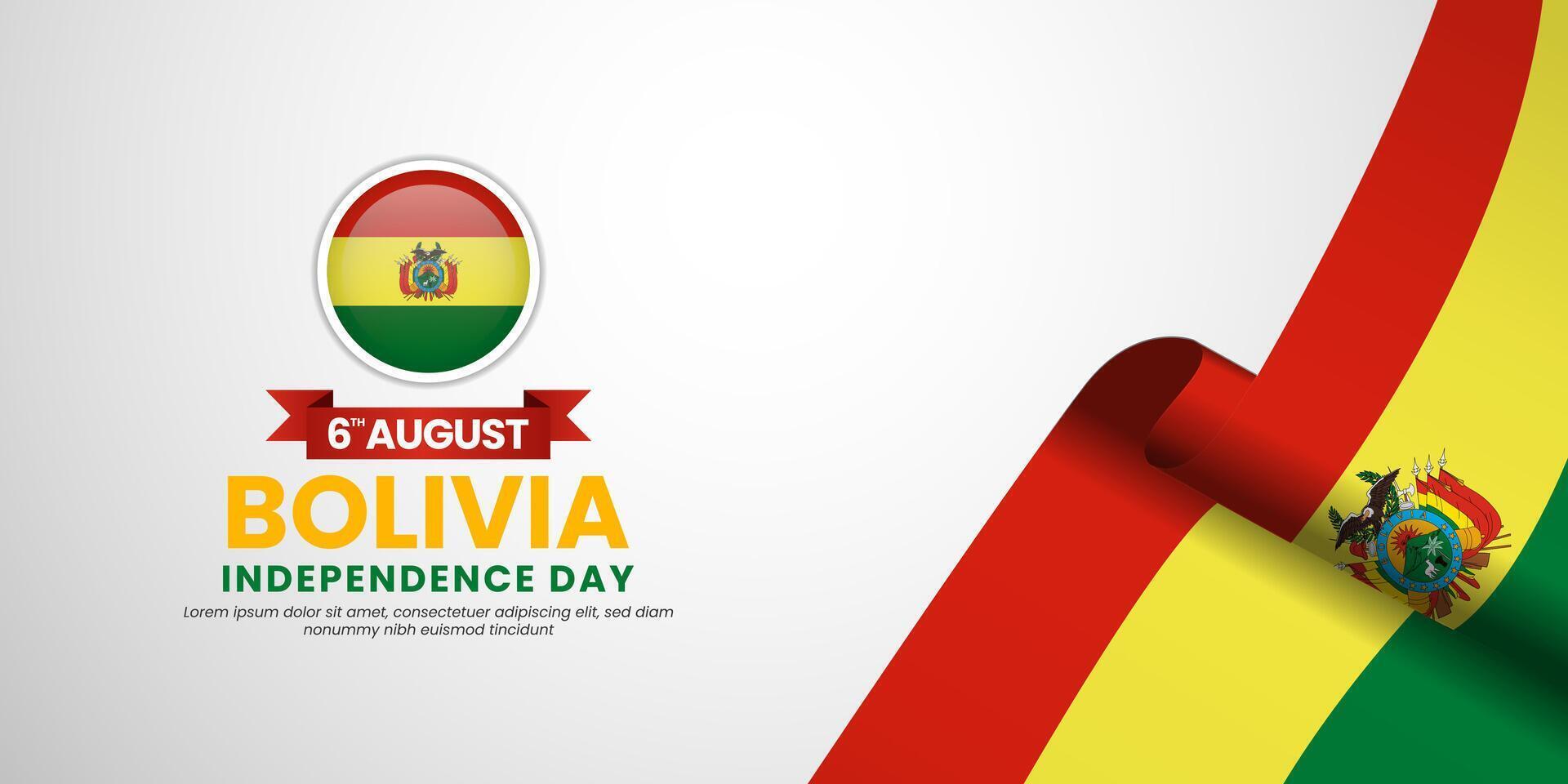 Bolivia flag for independence day banner background with blank space area vector