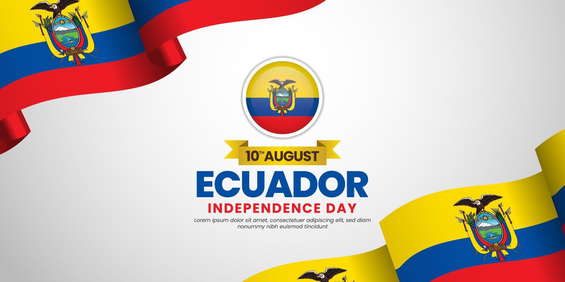 Ecuador flag for independence day background with blank space area vector