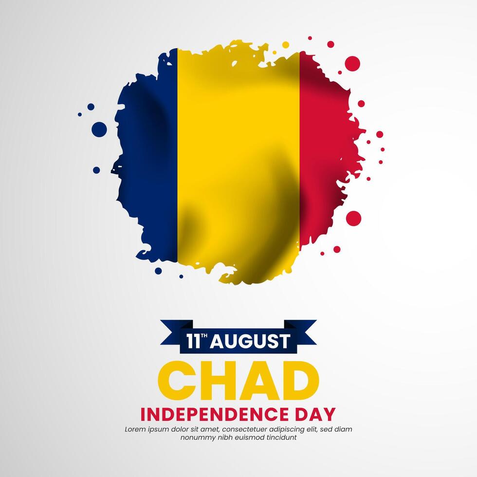 Chad independence day with Grunge brush painted flag style for square banner background vector