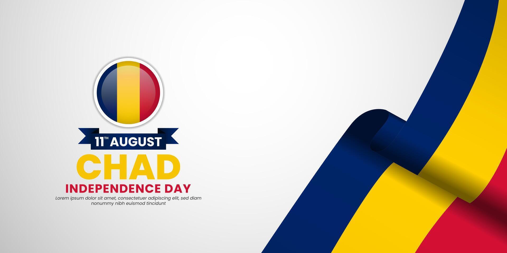 Chad flag for independence day banner background with blank space area vector