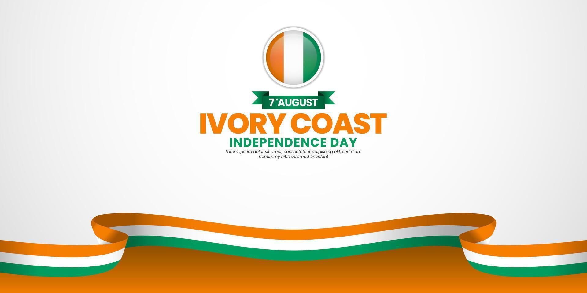 ivory coast independence day banner background design element with waving ribbon flag vector