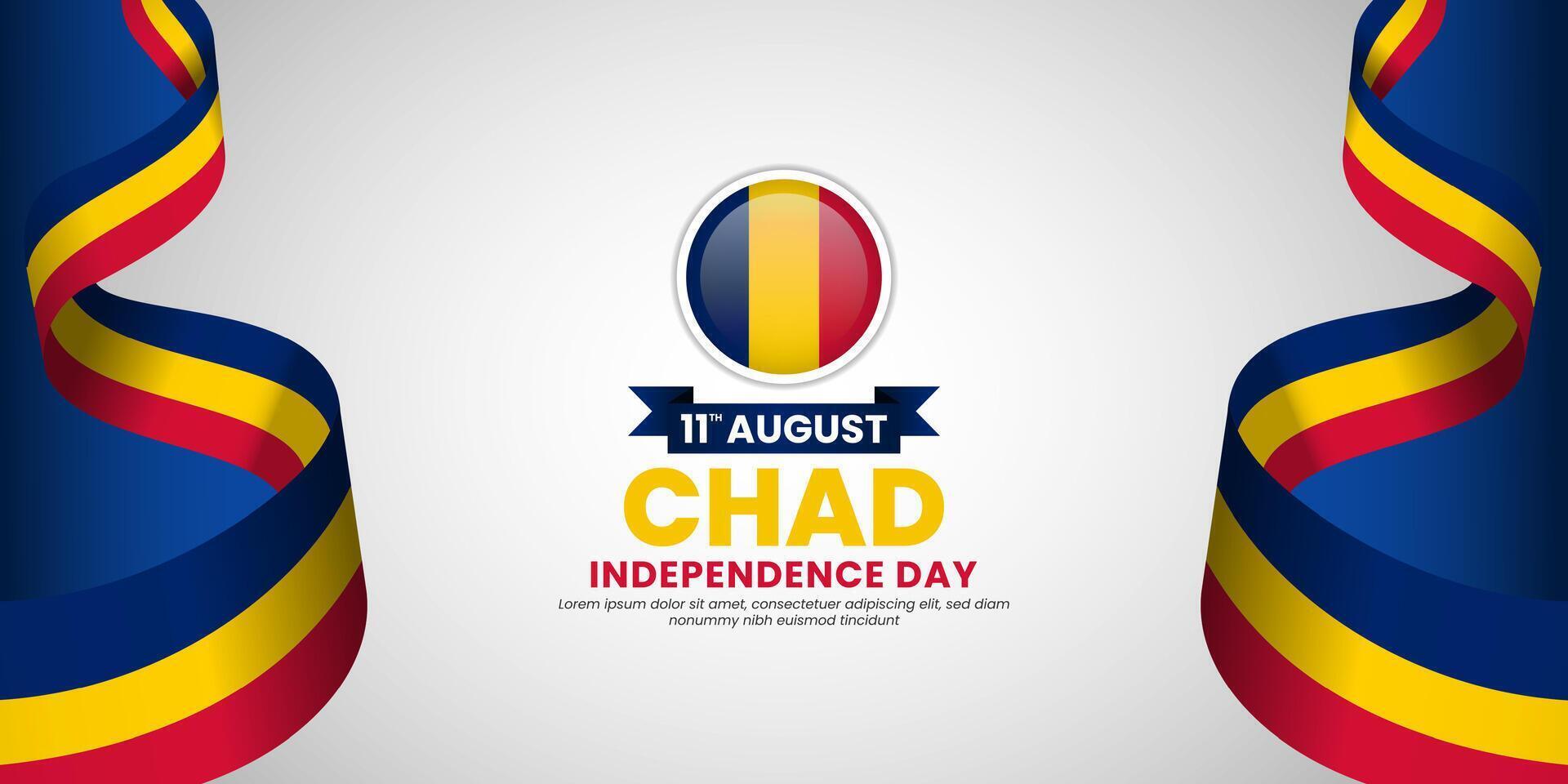 Chad independence day banner background august 11th design with waving ribbon flag vector