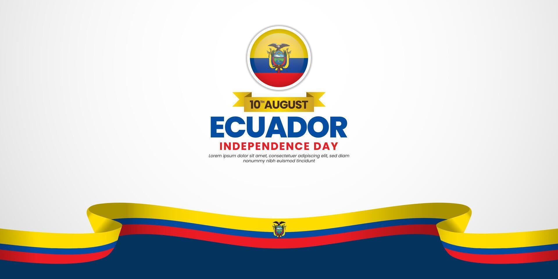 Ecuador flag for independence day background with waving ribbon flag vector