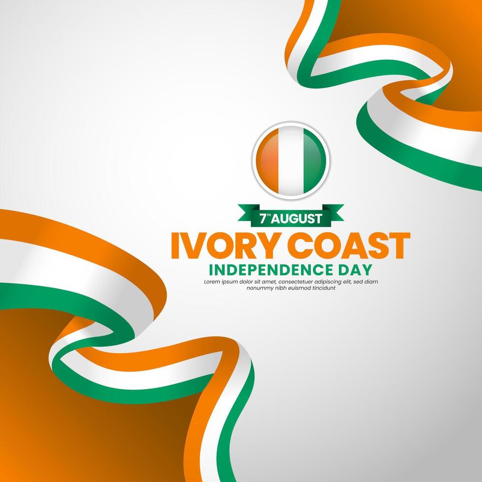 Ivory coast independence day Square banner background with waving flag vector