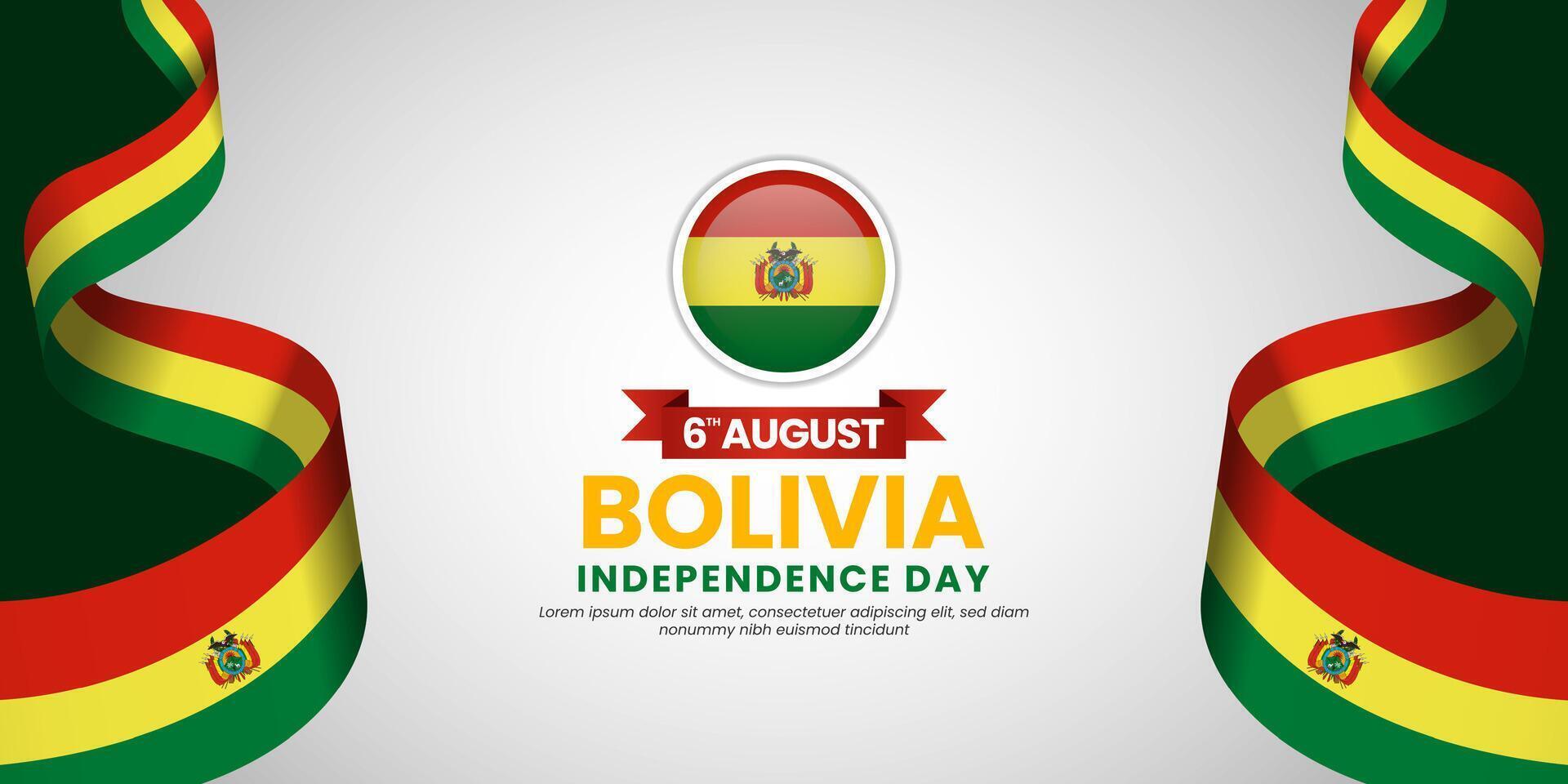 Bolivia independence day banner august 6th design element with waving ribbon flag vector