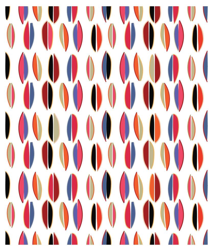 This image presents a rhythmic and colorful pattern featuring pairs of overlapping, leaf-shaped ovals arranged in neat vertical columns and horizontal rows vector