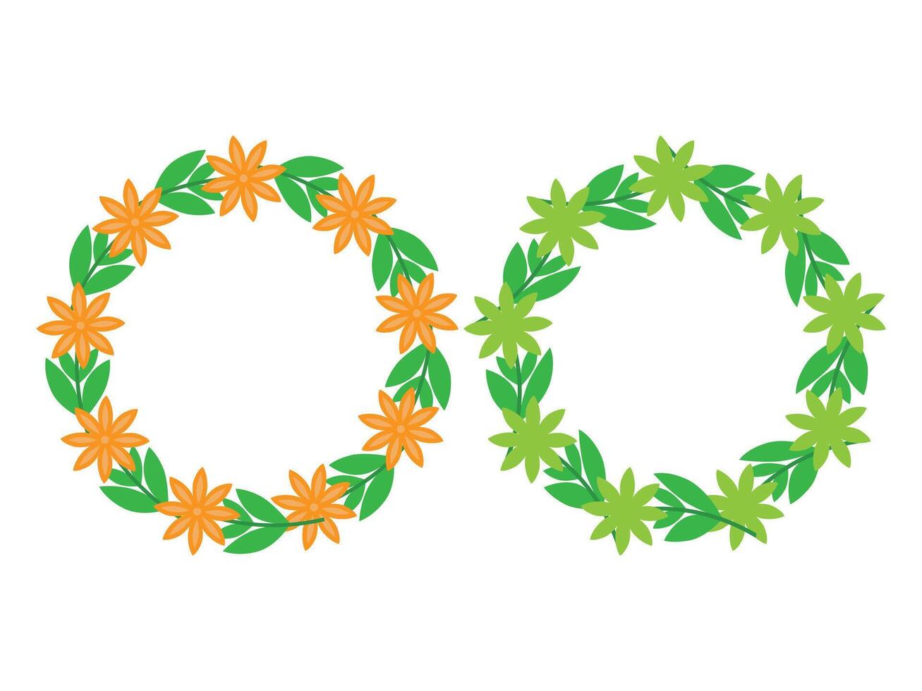 ornamental frame of plants and flowers in circle shape for decoration, on white background vector