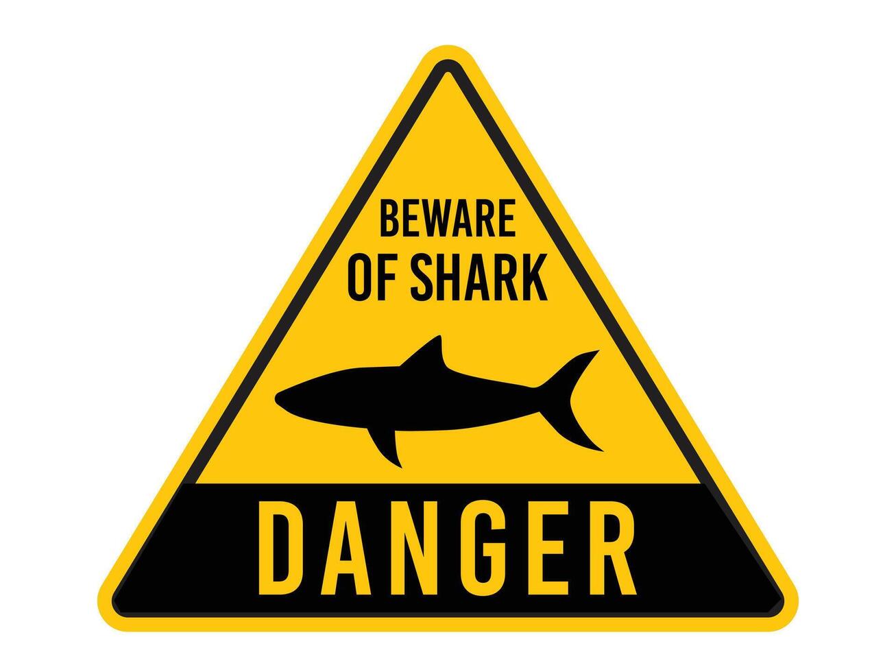 yellow triangle sign danger beware shark isolated on white background vector