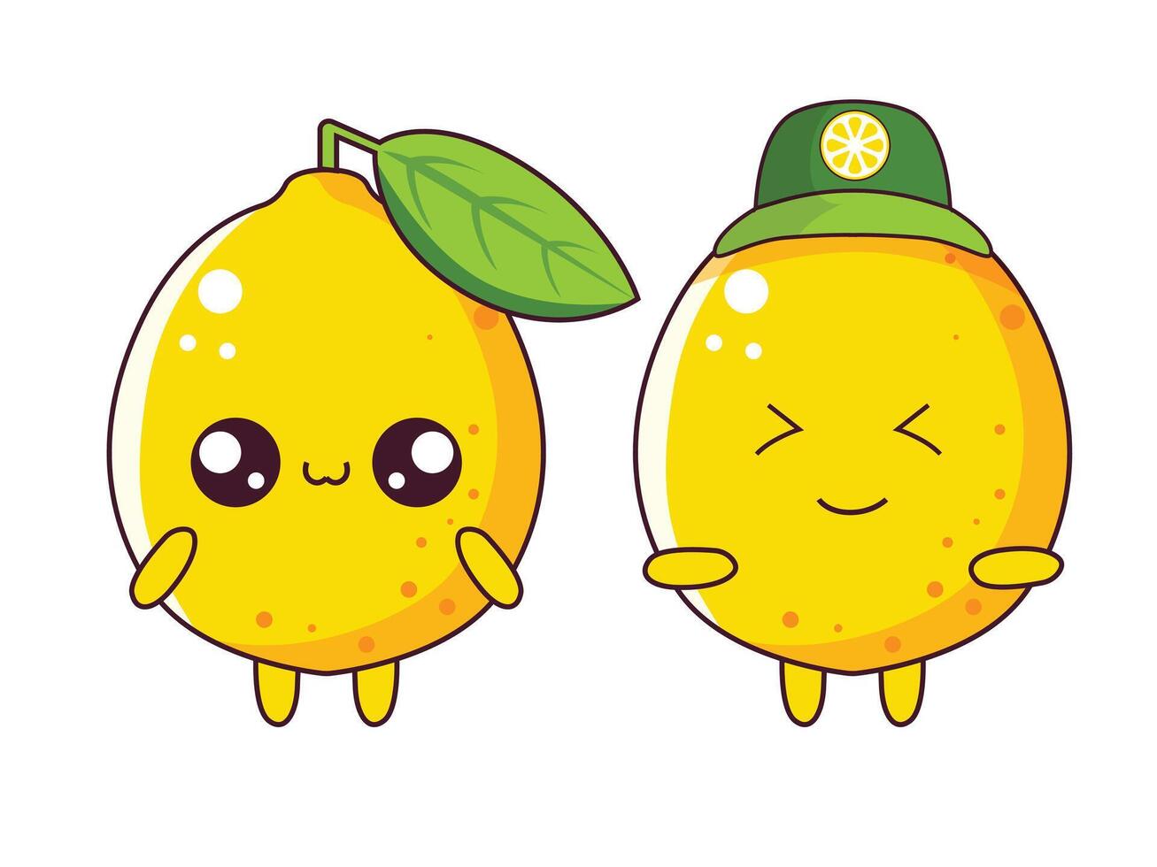 Cartoon lemons with smiling faces vector