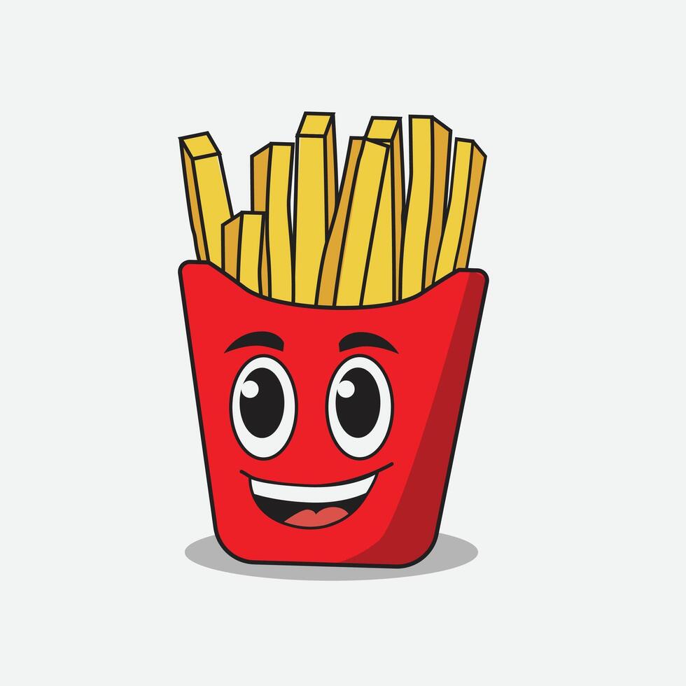 smiling french fries junk food icon vector