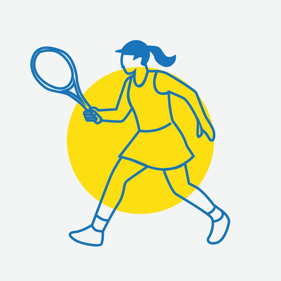 minimalist illustration of tennis ports with outline style vector