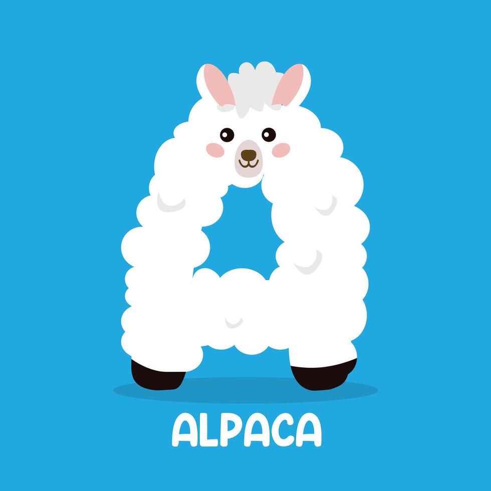 Cute cartoon alpaca character illustration vector
