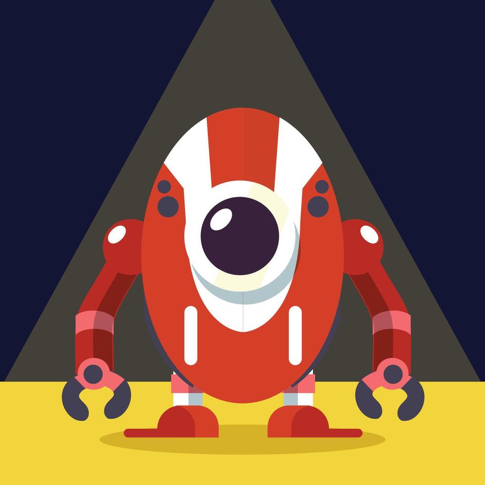 Cartoon robot with one eye vector
