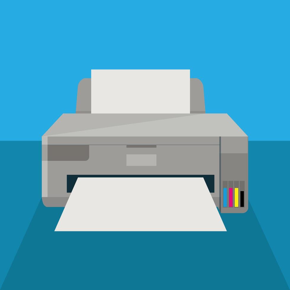 Printer with colored ink cartridges vector