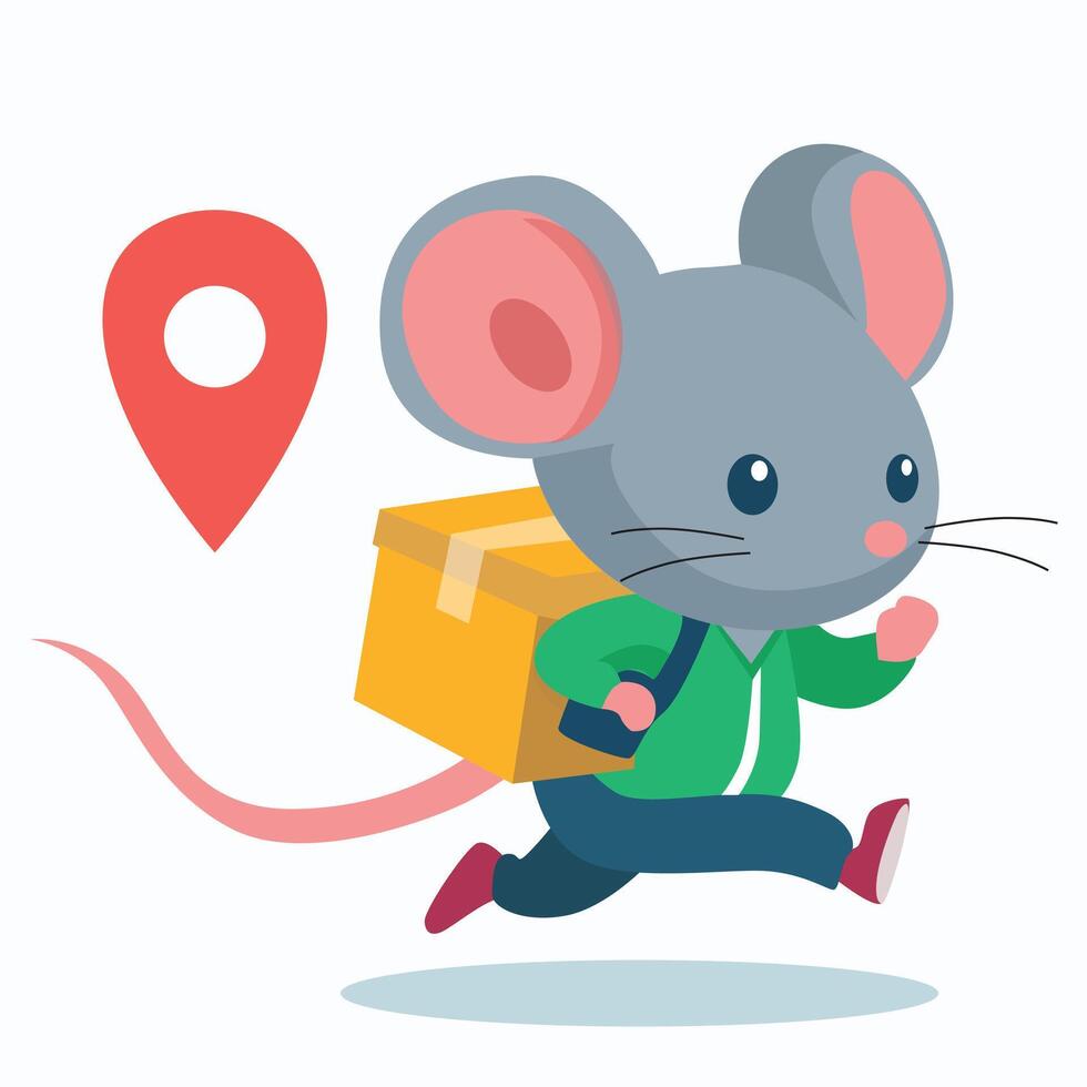 cute little mouse becomes a courier vector