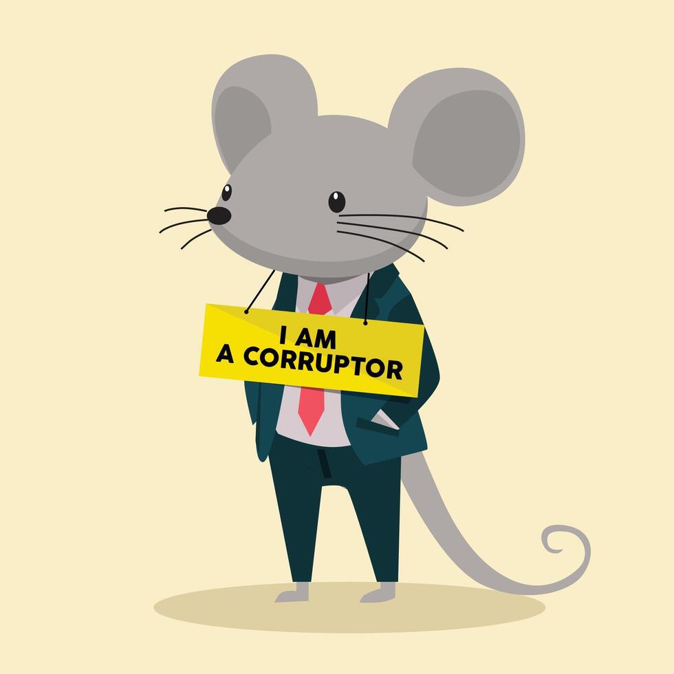 rat illustration as corruptor, illustration of people's money eater, criminal vector
