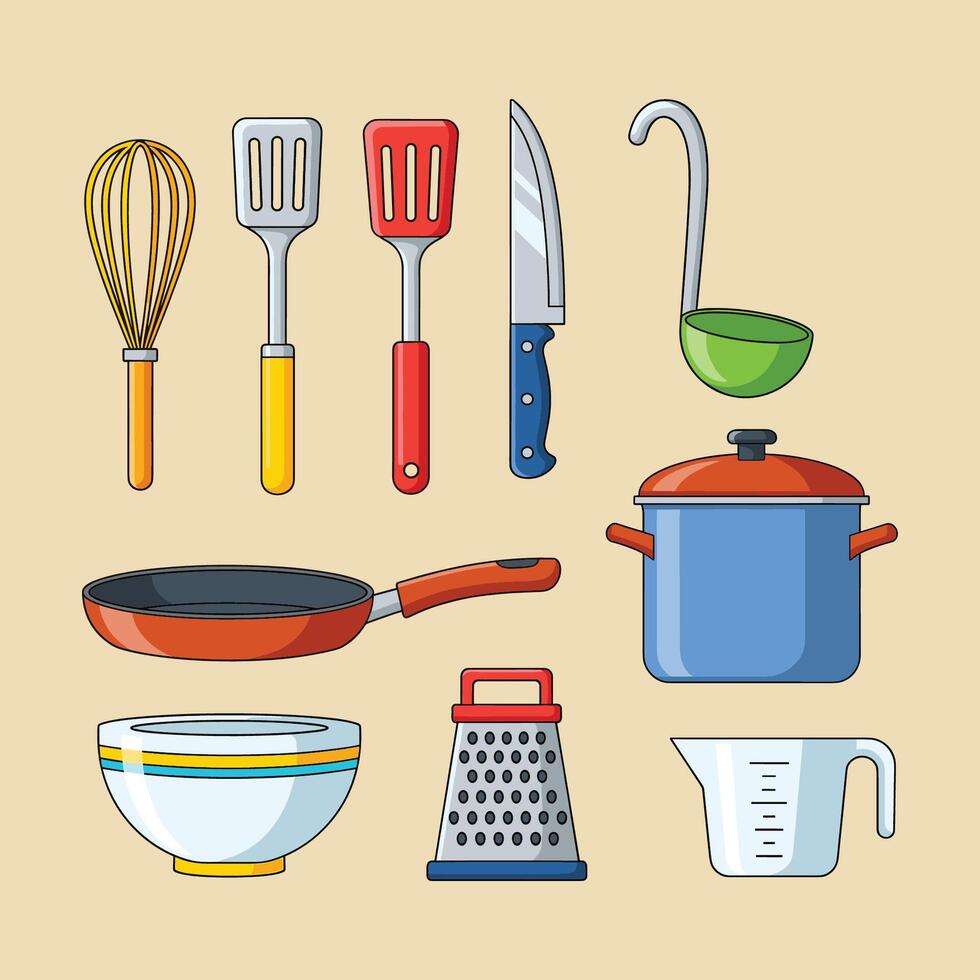 Kitchen Utensils Doodle Style Pack Illustration vector
