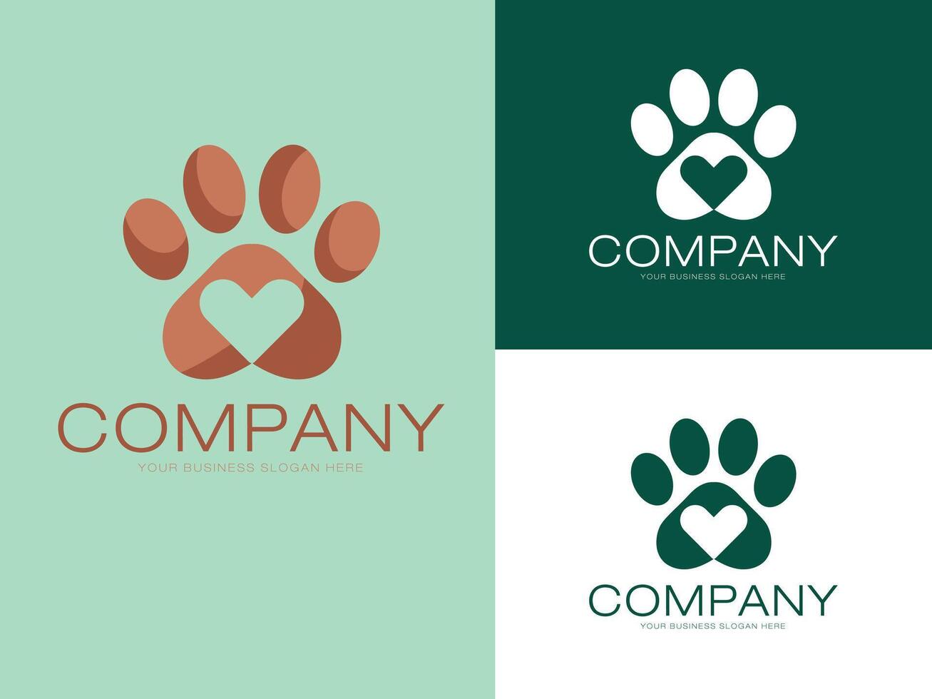 Warm and Simple Pet Paw Logo Design with Heart Ideal for Pet Stores, Clinics, or Animal Charities vector
