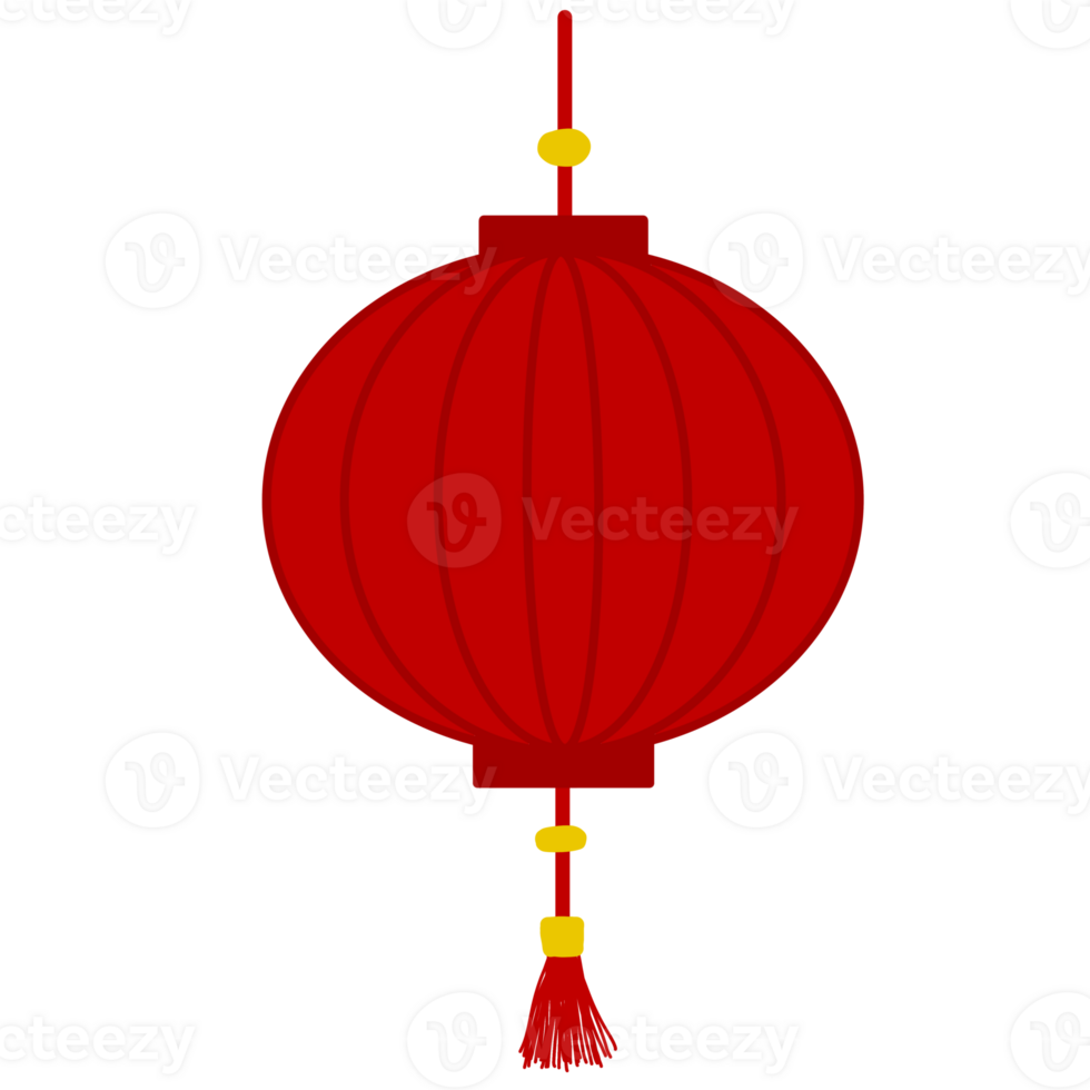 Beautiful and cute red Chinese lantern illustration for decoration png