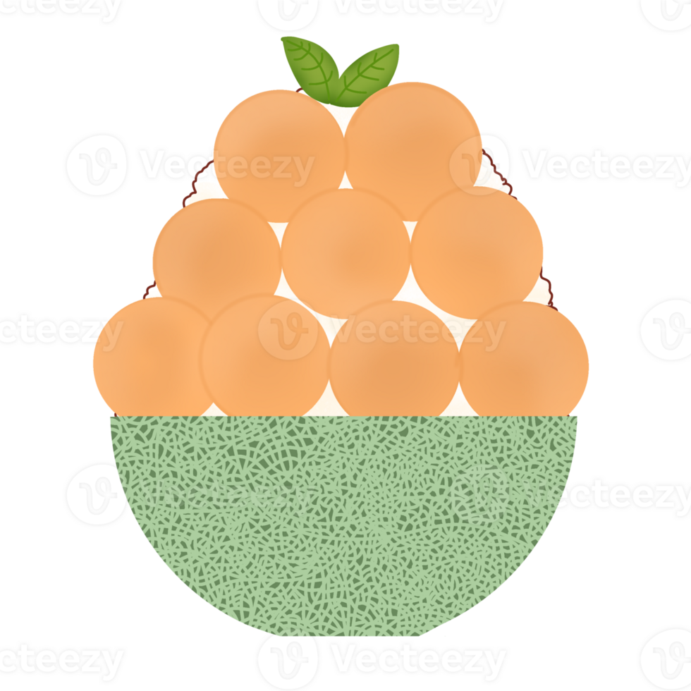 Korean melon bingsu on top with mint leaves, korean dessert, Cool delicious bingsu png