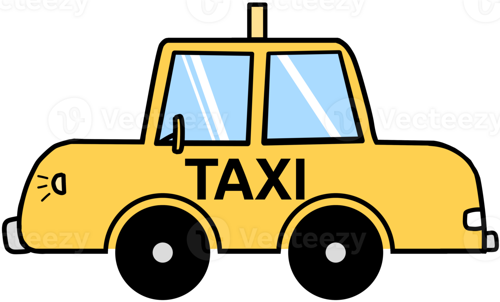 Yellow taxi drawing, car, automobile, vehicle png