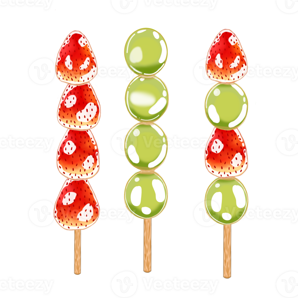 Strawberry and grape Tanghulu Chinese dessert illustrations png
