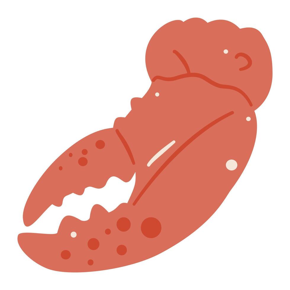 Simple illustration of a cooked red crab claw, perfect for seafood, food, and ocean themes. vector