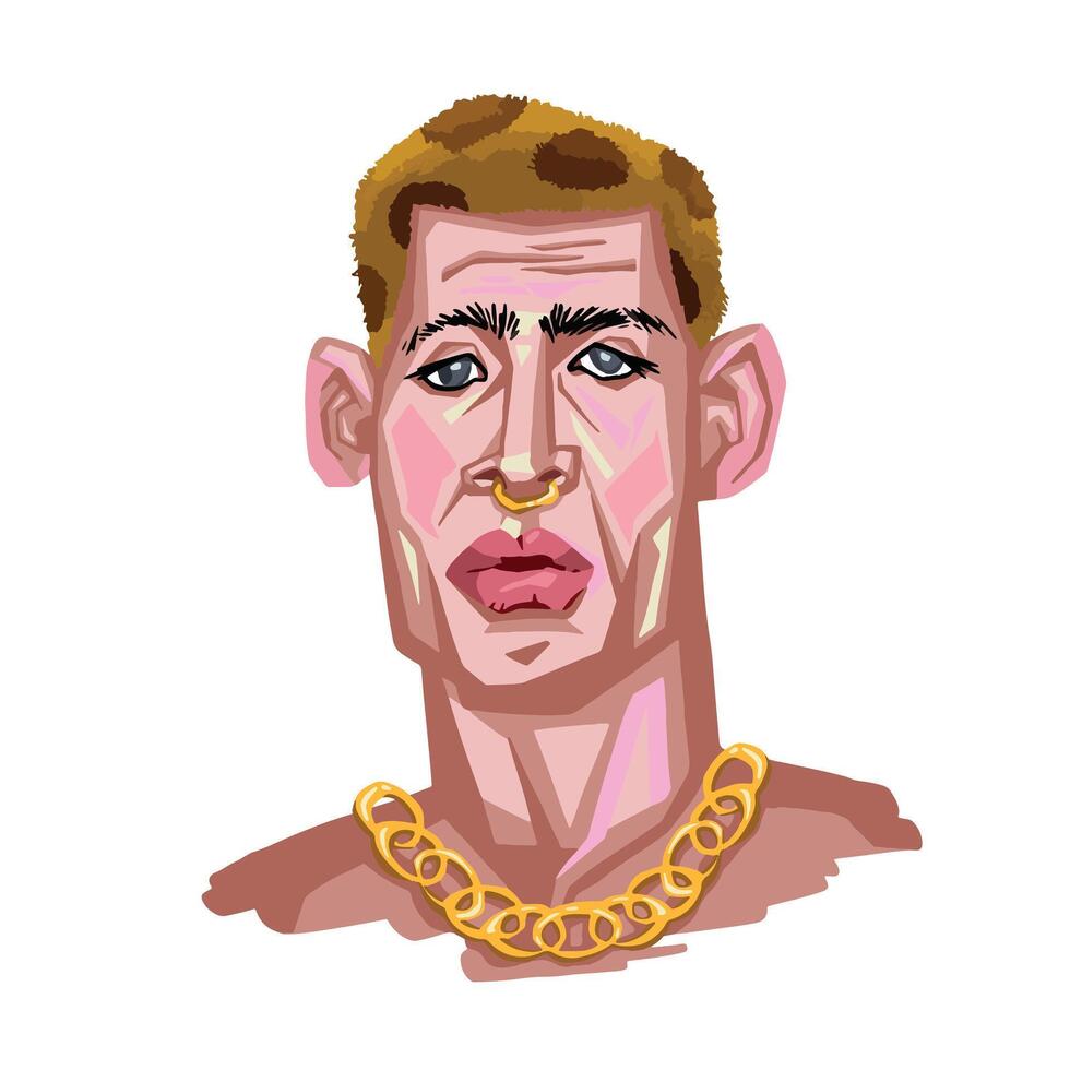 Portrait of a fashionable man with a chain vector