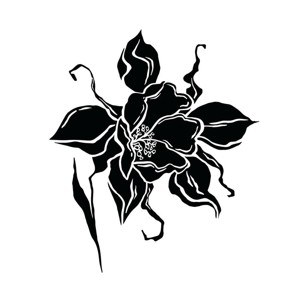 silhouette of flower beautiful art for decor vector