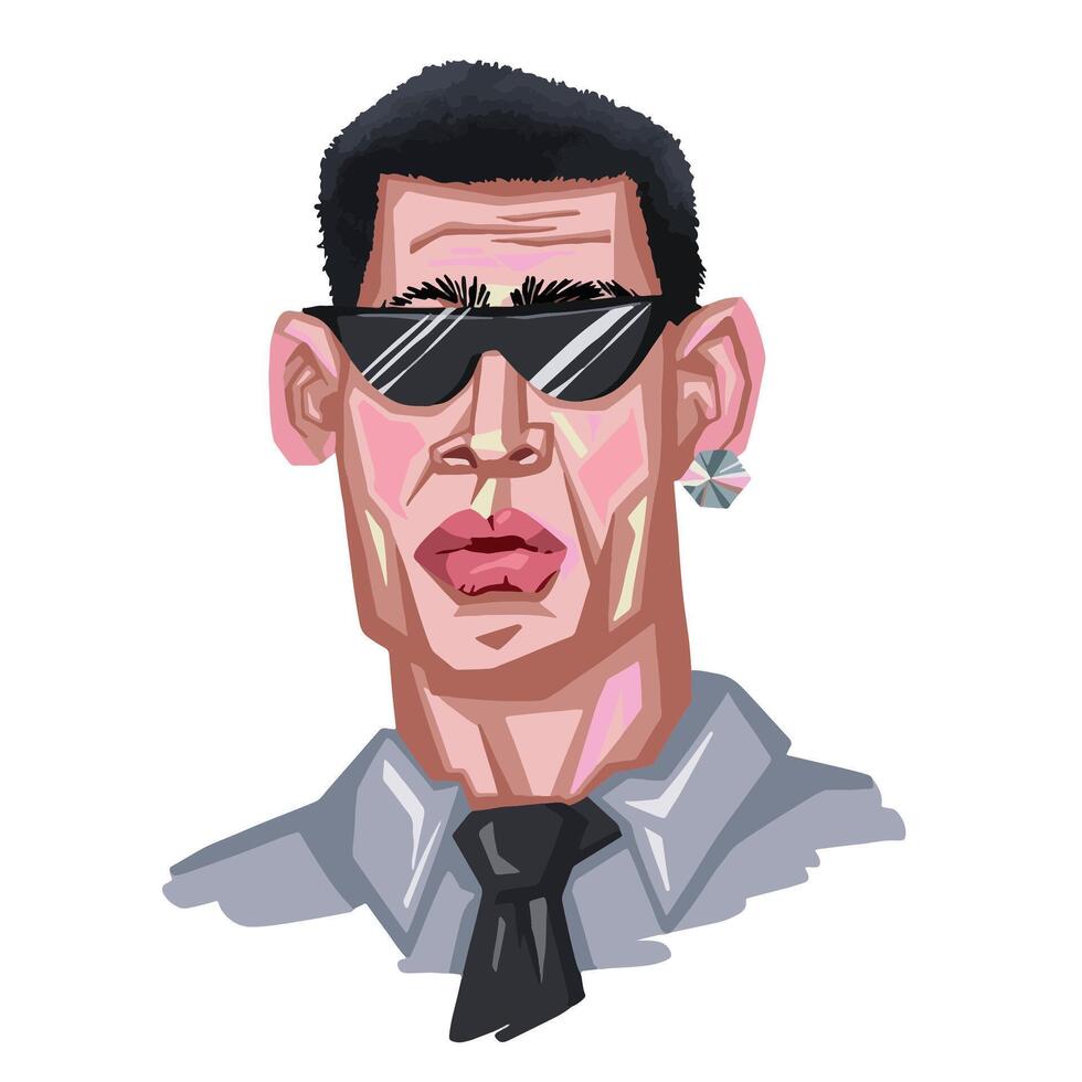 Portrait of a man from the office in black glasses vector