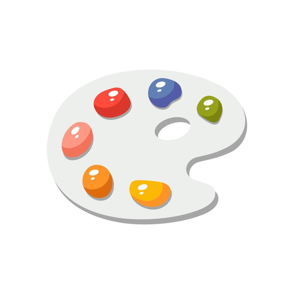 Paint Palette icon. Palette with paints on it Illustration. Symbol flat Design Clip Art Sign cartoon Style. Art school concept vector