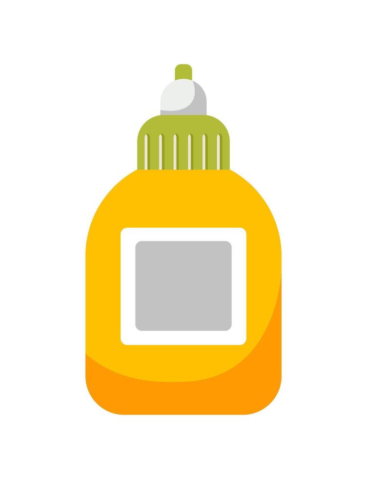 Yellow bottle of glue icon illustration isolated on white background. Office stationery. Back to school. Stationery tool. vector