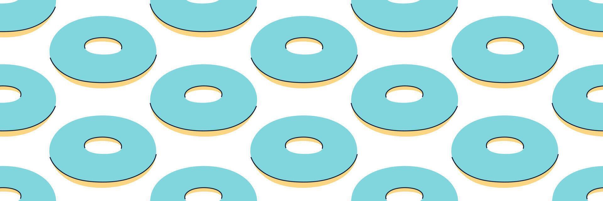 Seamless pattern of blue pool rings, summer fun. Perfect for vacation or party themes. vector