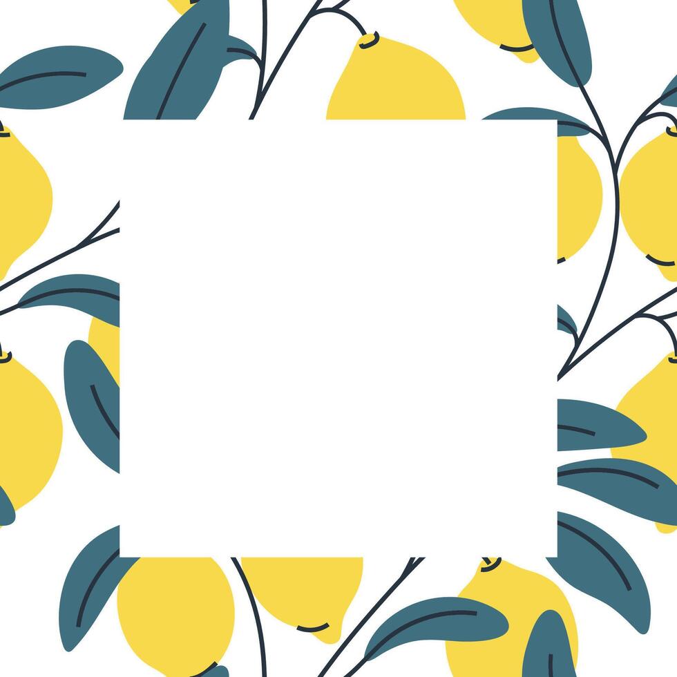 Square decorative lemon frame or border for invitations and menus vector