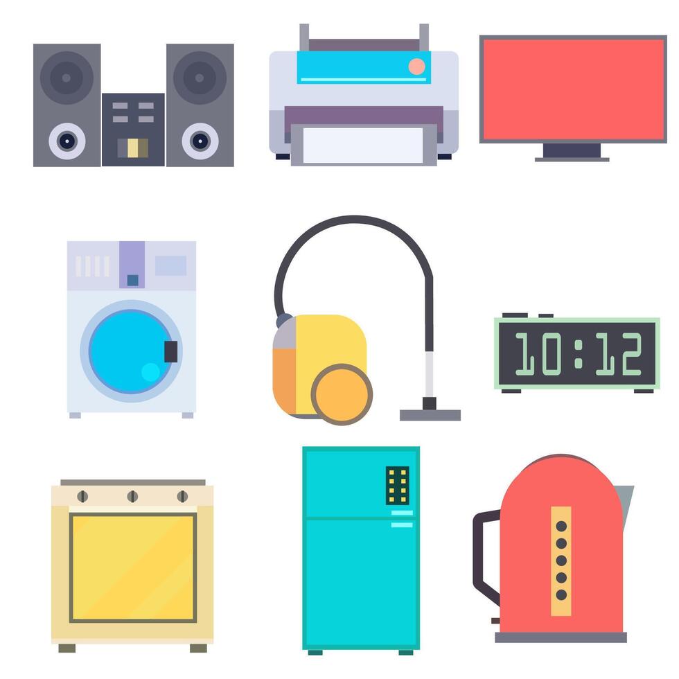 Colorful icons of household appliances vector