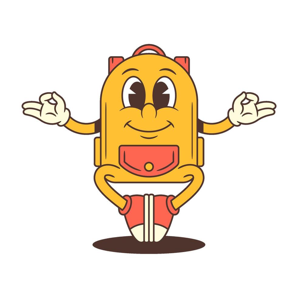 Backpack Mascot with Crossed Arms and Cheeky Smile in Playful Confident Pose Illustration vector