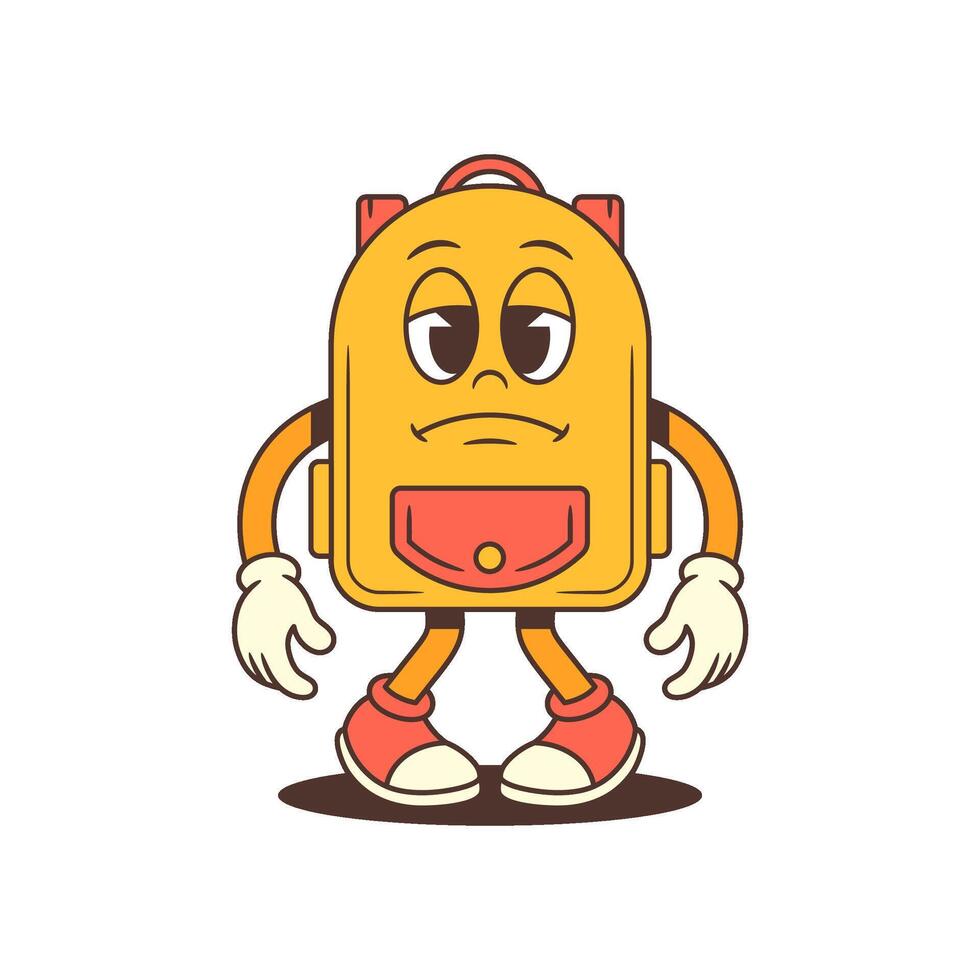 Neutral Backpack Mascot Standing Calmly in Informative Educational Composed Pose Illustration vector